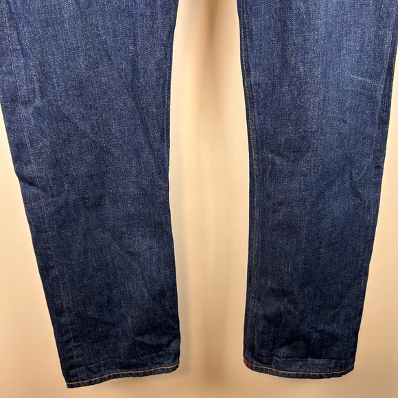 Gustin Straight Selvedge Raw Denim Jeans Mens 34x32 Dark Indigo - Picture 9 of 10